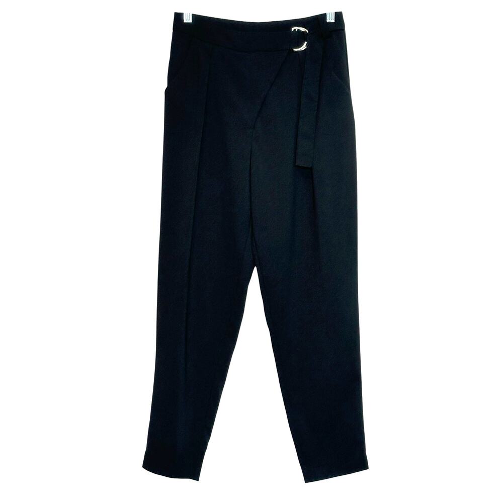 H&M Divided black pleated belted pants size 6